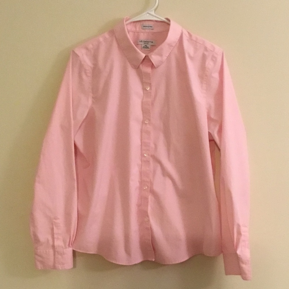 Liz Claiborne Petite Wrinkle Free Pale Pink Blouse
